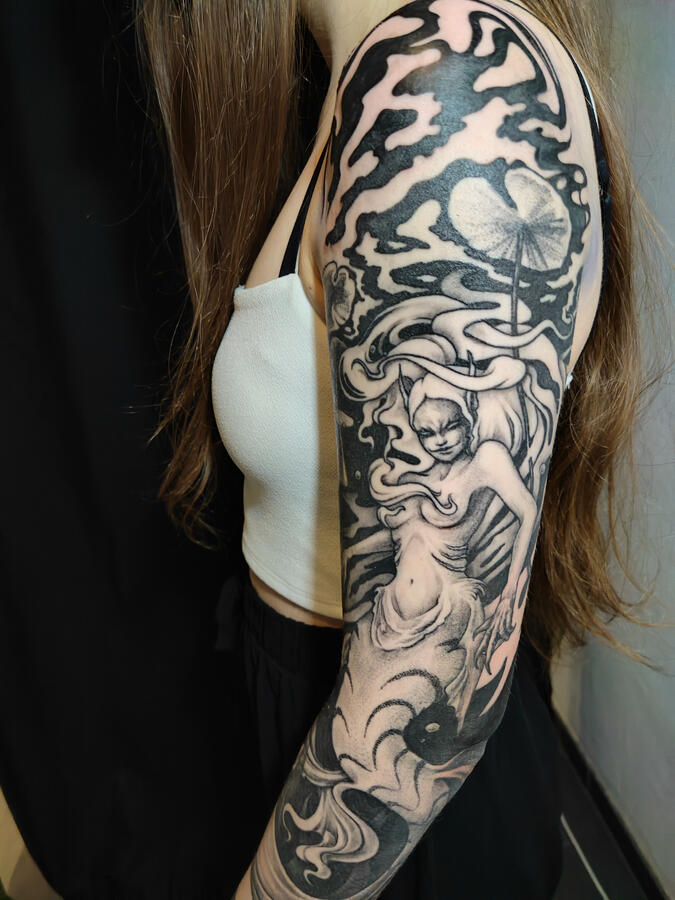Dark Mermaid Mermaid themed full sleeve.