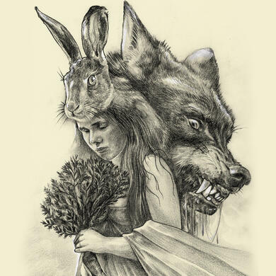 Bunny and the Wolf Girl holding a bouquet of carrots by VampyCrafts in Cologne